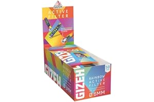 GIZEH RAINBOW Active Filter – Aktivkohlefilter 6 mm Durchmesser – Aktivkohlefilter slim mit Aktivkohle aus Kokosschale – Filter mit 27 mm Länge - 10 Beutel á 50 Filter