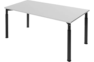 ‎BOHO OFFICE boho office® Konferenztisch, Schreibtisch, Tisch, Schwarz, in der Höhe einstellbar inkl. Tischplatte in 180 x 80 cm in Lichtgrau