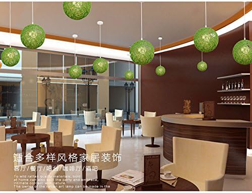 Creative personality colorful chandelier milk tea shop restaurant bar Taichung aisle ball round hemp rope hemp rope rattan chandelier ( Color : Green , Size : 15CM )