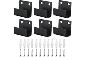 POSIONKS JUN-H 6 pièces crochets robustes carreaux de acier inoxydable crochets muraux support de dispositif en métal support d'angle en U pour garage de salle de bain et de cuisine (noir)