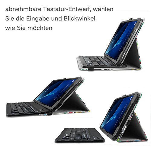 Samsung Galaxy Tab A 10.1 keyboard Tastatur Hülle, Infiland Bluetooth Tastatur Ultradünn leicht SmartShell Ständer Schutzhülle mit magnetisch abnehmbar drahtloser Bluetooth Tastatur für Samsung Galaxy Tab A 10.1 Zoll Wi-Fi/ LTE (2016) SM-T580N/SM-T585N Tablet-PC(QWERTZ Tastatur,Fröhlicher Baum) - 8