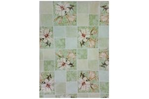 ILKADIM EXPORT Wachstuch Tischdecke 110 x 140cm, Wachstischdecke abwaschbar, Wachstuchtischdecke wasserabweisend (Lilie grün Creme 118d)