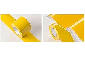 Dostear Peel and Stick Wallpaper Border Self-Adhesive Wall Border Sticker Home Ceiling Decorative Border for Bathroom Living Room Kitchen Yellow Glossy 5 X 500cm