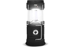 XVZ Linterna Camping Solar, Linterna Camping LED Pilas, Lámpara Portátil Recargable USB Impermeable para Tienda de Campaña, Emergencia, Senderismo - Negro