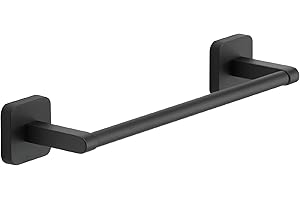 Gedy Tonga Toallero baño, Toallero Pared, Toallero Adhesivo, Toallero sin Taladro, 30 x 6,9 x 4,7, Negro Mate, Acero Inoxidable