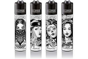 ‎DHOBIA Clipper Classic Large/Micro Feuerzeuge Verschiedene Motive Neue Serie 4er Set + DHB (Girls with Tattoos)