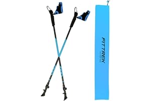 FitTrek Nordic Walking Poles for Men Women - 2 Pack Aluminum Nordic Walking Sticks - Nordic Poles with Ergonomic Grip Adjustable Ultralight for Hiking, Camping, Trekking, Mountaineering, Backpacking