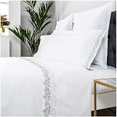 COTTON ARTean ZUYANA Bed Sheet Set 105 Percale Cotton 200 Thread Count | Includes 3 pieces: top sheet, 1 pillowcase, fitted s