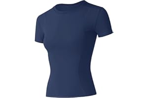 IECCP Maglietta Sportiva da Donna, a Maniche Corte, Girocollo, Traspirante, Atletica, Corsa, Palestra, Yoga, Top Fitness, Taglie XS-XL
