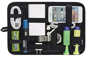 JOTO Travel Gear Management Organise Le Sac pour l'électronique Accessoires Outils Disque Dur Carte mémoire Flash Drive Câbles Chargeur Cosmetics Brush Kit de Soins personnels - Large (Noir)