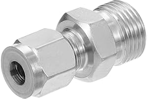 PATIKIL 3/8G x 6mm Raccordo a Compressione in Tubo d'Acciaio Inossidabile 304, Doppie Ferrule Raccordo a Compressione Adattatore Dritto Connettore