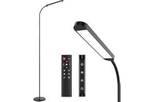 MediAcous LED Floor Lamp, 12W Floor Standing Lamp with 5 Color Temperature & 5 Brightness, Reading Lamp Floor Standing, Dimmable Floor Lamp for Living Room, Bedroom, Office, 1H Timer, Memory Function