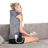 iGuerburn Electric Heat Pad for Neck and Back - 100W - 59 x 39cm - Grey -Relax Neck to Back Bone, Spine, Muscles Pain, Washable Heatpads - 3 Temperatures