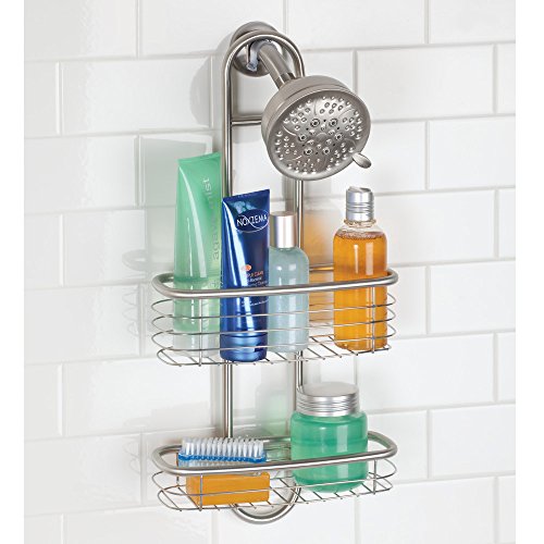 InterDesign Forma Ultra Badezimmer-/Dusch-Caddy mit Saugnapf für Shampoo, Conditioner, Seife – Edelstahl Gebürstet - 4