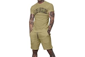 Tomwell Jogging Survêtement Homme 2 Pièces Été Décontracté à Manches Courtes Col Rond T-Shirt Imprimée et Short Sport Ensembles Casual Sportswear Homme Fitness Jogging