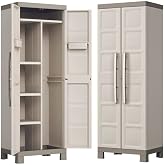 Keter Kiss Excellence plastik dolap/s&uuml;p&uuml;rge dolabı, Utility, GxDxY: 65x45x182cm, bej/boz kahverengi, 3 ayarlanabilir raf dahi