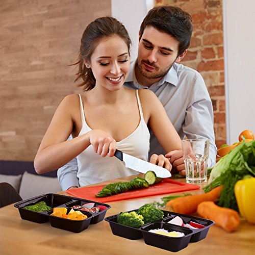 „“14-teiliges““ Frischhaltedosen Set stapelbar Top 1 Bestseller Lebensmittelbehälter mit 3 Fächer Trennwand Lebensmittelbox mit Deckel Mikrowellengeschirr Frischhaltebox Set spülmaschinenfest Lebensmittelbehälter Lunchbox mit Fächern für Portionskontrolle für Weight Watchers Frischhaltedosen 100% BPA frei Gesundes Essen für Kinder und Erwachsene - 9