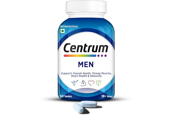 Centrum Men - Multivitamin Tablet for Men With 23 Vital Nutrients including Zinc, Magnesium, Vitamin B, C, D, Calcium for Energy, Immunity, Muscles and Overall Health Veg - 50 tablets