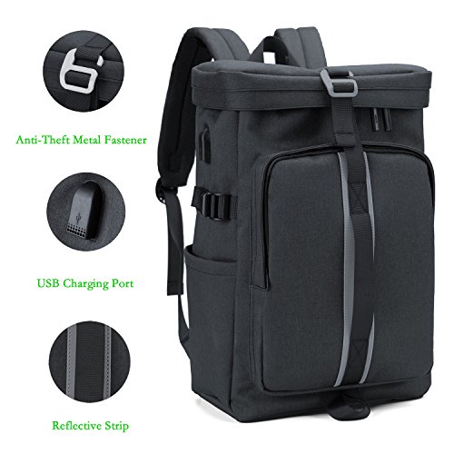 YAOHU Laptop Rucksack 15 6 Zoll mit USB Ladeport Anti Diebstahl  Vintage Wasserdicht Uni Schulrucksack f  r Teenager Studenten Casual Daypack Rucksack