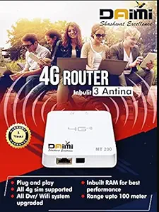 DAIMI 4G SIM Router Portable Router with Access Point/LAN/Router Modes (Mini 4G), LTE LAN Port, SIMCARD Lock Support, Travel-Sized Design, with Mini USB Port, Internal Antenna with LAN