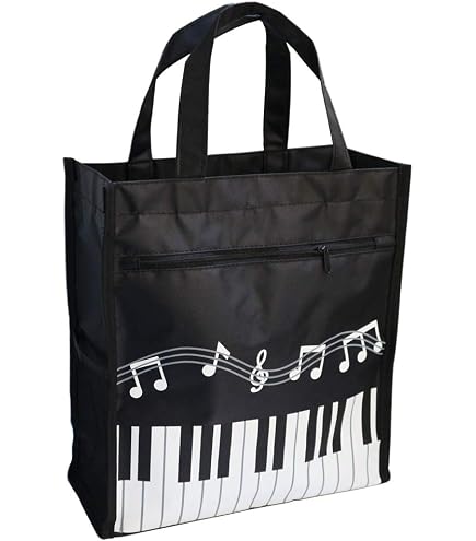 Sac Shopping Piano Touches Noires - Tissu Oxford Imperméable 32x25cm
