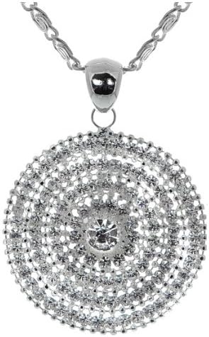 Oversized Large Clear White Swarovski Crystals Circle Necklace