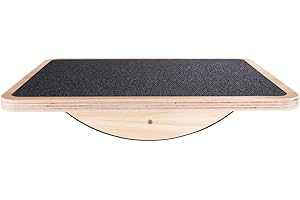 ‎STRONGTEK StrongTek Professional Wooden Balance Board, Rocker Board, Wood Standing Desk Accessory, Balancing Board for Under Desk, Anti Slip Roller, Core Strength, Stability, Office Balance Boards
