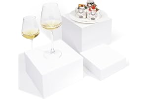 LINYAPRY 3 rialzi per buffet, alzate per alimenti per tavolo da buffet con fondo cavo, in acrilico bianco, supporto per esposizione a cubo per espositori, gioielli da collezione