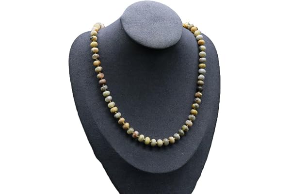 Collier en Perles de Pierres Précieuses Naturelles pour Femmes - Collier fait Main en Perles Rondelles de 8mm - Bijoux de Guérison en Cristal (Agate)
