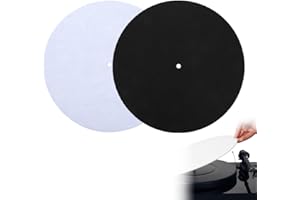 SGERUFZ 2 pezzi Tappetino per Giradischi, Tappetino per Piatto Giradischi in Feltro per Giradischi Domestici, tappetino giradischi (18.5 cm, 3 mm) (Nero, Bianco)