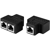 AXFEE 2 Pieces RJ45 Connector, RJ45 LAN Adapter Splitter,Black | Connector 1 female to 2 female, cat 5/cat 6/cat7 lan etherne