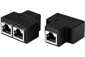 AXFEE Coupleur RJ45, 2PCS Repartiteur Cable Ethernet 1 à 2 Répartiteur, Connecteur RJ45 Cat7, Cat6, Cat5, Cat5e Compatible avec câbles réseau Femelle vers Femelle(Noir)