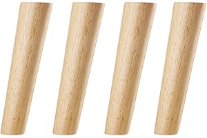 Qrity 4 PCS Wooden Furniture Legs Wood Sofa Legs Cabinet Feet Oblique Tapered Wooden Table TV Legs 20CM Height with Non-slip Mat, Screws & Mounting Plate