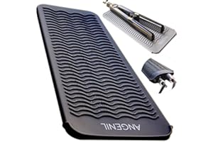 ANGENIL Silicone Heat Resistant Travel Mat Pouch for Titanium Ceramic Flat Iron,Hair Straightener Professional and Curler 2 in 1,Curling Wand,Crimper Hair Iron Tools,Food Grade Silicone