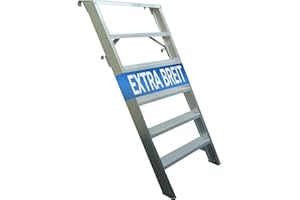 ‎WEISE STEIGTECHNIK Weise Alu Anlegeleiter XL 1,75 m hoch, 7 Sprossen, trittsichere geriefte Stufen mit hoher Stabilität, Anstellleiter für Regale, mit rutschfesten Gummifüßen, inkl. 2 Paar Haken, nach DIN EN 131