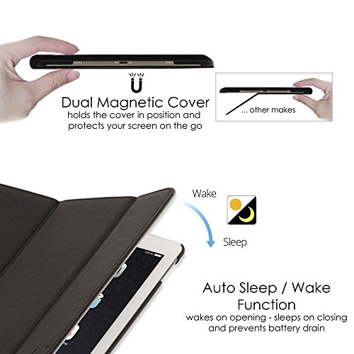 ForeFront Cases® Neue Apple iPad Air Kunstleder Hülle Schutzhülle / Ständer – Magnetische Auto Sleep/Wake-Funktion für 2013 iPad Air + WiFi 16Gb, 32Gb, 64Gb, 128Gb – inkl. Eingabestift – SCHWARZ - 5