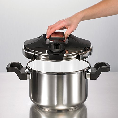 BEEM Vitalplus, 4.0 Liter Schnellkochtopf mit Einhandbedienung und Marathon BIO-LON Ceramic Antihaftversiegelung, Edelstahl - 2