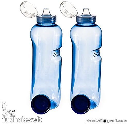 Tritan 2 x 1 Litre Water Bottle Pack with 2 x drinking lid Flip Top Sport Cover