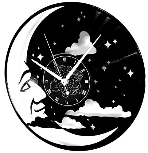Instant Karma Clocks Horloge Murale Disque en Vinyle planète étoile ameublement Vintage Moon Luna, silencieuse