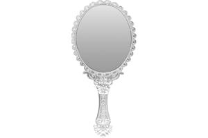 Molinter Handspiegel Professioneller Friseursalon Damen Herrenfriseursalon Hängenden Retro Spiegel mit Griff (Silber)