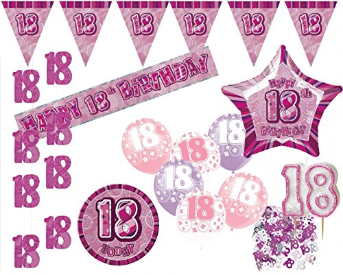 Dekorations Set zum 18. Geburtstag Party Set in Pink