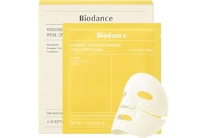 BIODANCE Radiant Vita Niacinamide Real Deep Mask, Hydrogel Mask, Tone Correction, Texture Refining, Radiant Glow, 3-in-1 Visible Care, Korean Skincare, 1.19oz(34g) x 4ea
