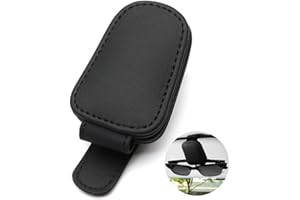 PKQTOP Uchwyt na okulary do samochodu, skórzany uchwyt na okulary przeciwsłoneczne, uniwersalny uchwyt na okulary przeciwsłoneczne, klips na wizjer, akcesoria