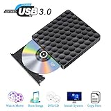 MUTI-FUNKTION und PORTABLE - Unterstützung für CD, CD-Text, CD-Extra, DVD R / RW. Unterstützung für Datensicherung, Installation von Spielen, Installation von Systemen, Brennen von Songs usw. Ultradünn, leicht, kompakt und tragbar mit integriertem USB-Kabel für einfache Speicherung.