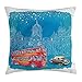 Produktbild HAVER Modern Throw Pillow Cushion Cover, Double Decker Red Bus and Car Before Medieval Mumbai Architecture Watercolor, Decorative Square Accent Pillow Case, 18 X 18 Inches, Violet Blue Grey