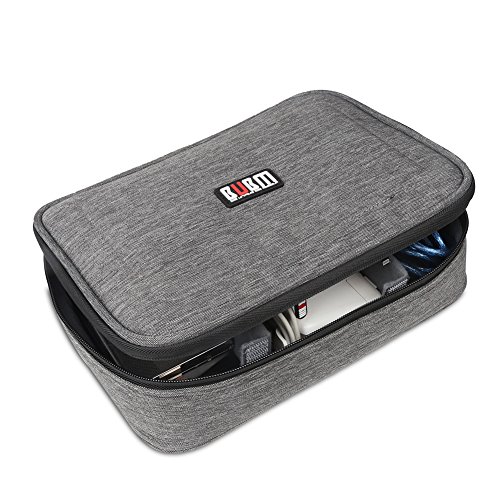 BUBM 3 Stücke Mehrfachfunktion Kabelorganiser Tasche Reisetasche für Elektronische Zubehöre wie Netzteil, Maus und USB Stricks, Denim Grau - 5