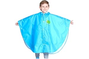 Wetry Poncho Pluie Enfant Cape de Pluie Manteau Imperméable Fille Garçon Veste Anti Pluie Léger Respirant et Réutilisable pour 75-170cm