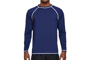Arcweg Rashguard Men Long Sleeves Diving UV Protection UPF 50+ Elastic Rash Vest Loose Fit Top Swimming Quick Drying Surfing Pool T-Shirt Sports Top Rashie