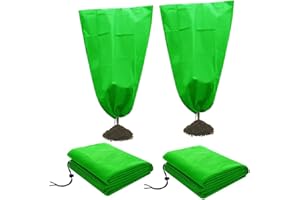 AstarFavor 2 PCS Funda Protectora para Plantas con Cordón, Protección de Invierno para Plantas,Protección contra Heladas, Bolsa Protectora para Plantas en Maceta, (80 x 120 cm,Verde)