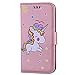 Produktbild Apple iPhone X / iPhone 10 Hülle, Chreey (Unicorn) Niedlich [Regenbogen Einhorn] Glitzer Handyhülle Premium PU Leder Tasche Flip Wallet Cover mit Standfunktion Kartenfach Schutzhülle [Rosa]